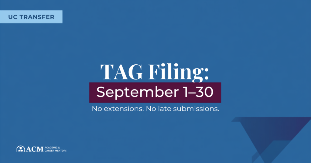 UC TAG application filing deadline September 30